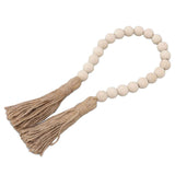 Natural Wood Bead Garland Hand Made Wall Hanging Bead Decoration with Tassels for Gifts Ornaments In Australia - Darrahopens