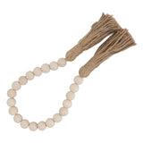 Natural Wood Bead Garland Hand Made Wall Hanging Bead Decoration with Tassels for Gifts Ornaments
