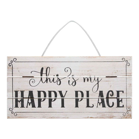 Decorative Wooden Sign Novel Waterproof Table Sign Hanging Decoration with Happy Place for Courtyard In Australia - Darrahopens