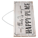Decorative Wooden Sign Novel Waterproof Table Sign Hanging Decoration with Happy Place for Courtyard