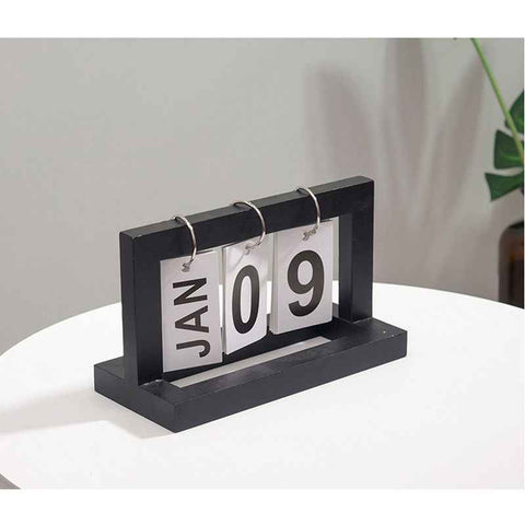 Wooden Desk Calendar Flip Chart Page Turning Calendar Reusable Home Calendar Ornament Black In Australia - Darrahopens