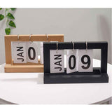 Wooden Desk Calendar Flip Chart Page Turning Calendar Reusable Home Calendar Ornament Black In Australia - Darrahopens