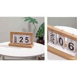 Wooden Desk Calendar Flip Chart Page Turning Calendar Reusable Home Calendar Ornament Wood Color