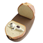 Toast Tablet Stand Holder Resin Cute Fun Desktop Cell Phone Stand Holder for Watching Dramas Round Toast Cat Holder In Australia - Darrahopens