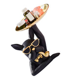 Statue Tray Decorative Bulldog Synthetic Resin Jewelry Storage Figurine Fruit Plate for Living Room Bedroom Black In Australia - Darrahopens