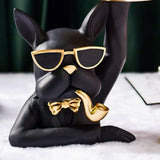 Statue Tray Decorative Bulldog Synthetic Resin Jewelry Storage Figurine Fruit Plate for Living Room Bedroom Black In Australia - Darrahopens