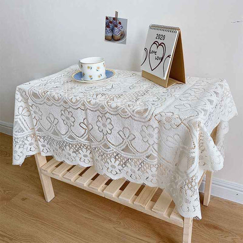 Lace Tablecloth Hollow Pattern Soft Comfortable Simple Lace Decorative Background Cloth for Home Cafe White Lace 120x120cm In Australia - Darrahopens
