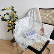 Lace Tablecloth Hollow Pattern Soft Comfortable Simple Lace Decorative Background Cloth for Home Cafe White Lace 120x120cm