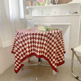 Checkerboard Tablecloth Vintage Grid Simple Practical Table Cover for Rectangular Round Table Coffee Table Red Grid 100x150cm In Australia - Darrahopens