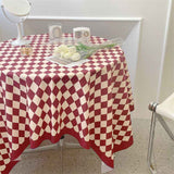 Checkerboard Tablecloth Vintage Grid Simple Practical Table Cover for Rectangular Round Table Coffee Table Red Grid 100x150cm In Australia - Darrahopens