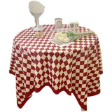 Checkerboard Tablecloth Vintage Grid Simple Practical Table Cover for Rectangular Round Table Coffee Table Red Grid 100x150cm In Australia - Darrahopens