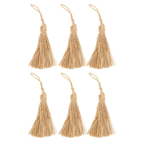 6Pcs Natural Jute Tassels Simple Rustic Style Natural Jute Widely Used Bookmark Tassels for Jewelry Curtain Craft In Australia - Darrahopens