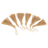 6Pcs Natural Jute Tassels Simple Rustic Style Natural Jute Widely Used Bookmark Tassels for Jewelry Curtain Craft