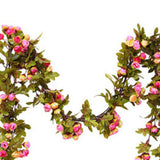 Artificial Roses Foliage Garland Hanging Guide Plastic Flower Vine Suspended Ceiling Decoration Pink In Australia - Darrahopens