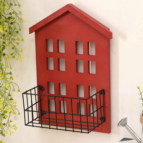 Wall Storage Shelves Hand Made Wood House Shape Wall Mounted Shelf for Bedroom Living Room Red In Australia - Darrahopens