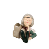 Brush Pot Pen Holder Container Cute Girl Styling Desktop Decoration Ornaments Resin Craftwork Bag Girl Green In Australia - Darrahopens