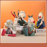 Brush Pot Pen Holder Container Cute Girl Styling Desktop Decoration Ornaments Resin Craftwork Bag Girl Green In Australia - Darrahopens