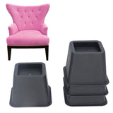 6Pcs 3 Inch Trapezoid Furniture Risers Sofa Leg Pads for Bed Table Cabinet Sofa Feet Black