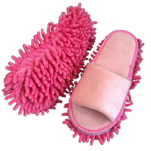 Floor Slippers Lazy Open Toed Mop Slipper Home Use Soft Pure Color Cleaning Slipper Pink M 39-41