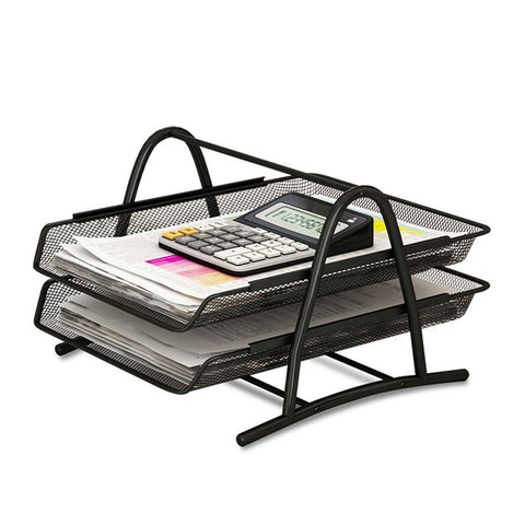 Office Desk Document Tray Mesh Bracket Paper Letter Shelf Holder Black Metal for Home Study School 2 Layers In Australia - Darrahopens