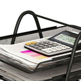Office Desk Document Tray Mesh Bracket Paper Letter Shelf Holder Black Metal for Home Study School 2 Layers In Australia - Darrahopens