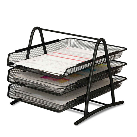 Office Desk Document Tray Mesh Bracket Paper Letter Shelf Holder Black Metal for Home Study School 3 Layers In Australia - Darrahopens
