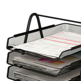 Office Desk Document Tray Mesh Bracket Paper Letter Shelf Holder Black Metal for Home Study School 3 Layers In Australia - Darrahopens