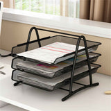 Office Desk Document Tray Mesh Bracket Paper Letter Shelf Holder Black Metal for Home Study School 3 Layers In Australia - Darrahopens