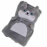 Flannel Blanket Cute Animal Shape Soft Skin Friendly Portable Nap Blanket for Sofa Bed Office Dormitory Husky 80x100cm / 31.5x39.4in