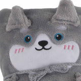 Flannel Blanket Cute Animal Shape Soft Skin Friendly Portable Nap Blanket for Sofa Bed Office Dormitory Husky 80x100cm / 31.5x39.4in