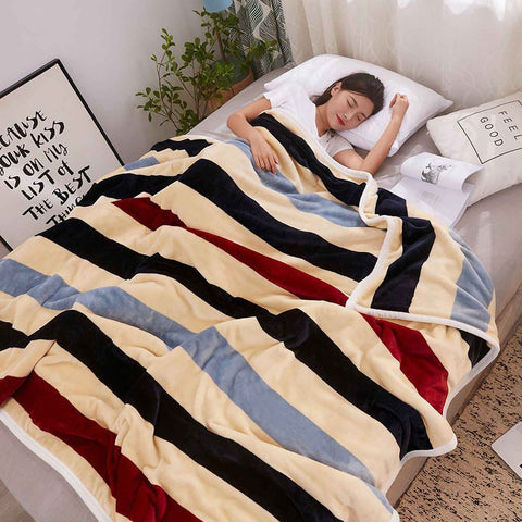 Throw Blanket Cartoon Pattern Thickened Air Conditioning Blanket for Home Bedroom Office Travel Stripes 150x200cm / 59.1x78.7in In Australia - Darrahopens