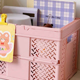Folding Picnic Basket Stackable Storage Box Plastic Grocery Shopping Basket with Handles for Outdoor Home Pink In Australia - Darrahopens