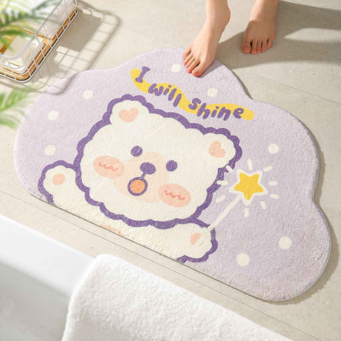 Cute Bathroom Mat Minimalist Water Absorption Skid Resistant Bath Quick Dry Floor Mat for Home Light Up Bear 50X80cm / 19.7x31.5in In Australia - Darrahopens