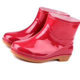Womens Rain Boots Fashion Antiskid Short Rain Boot Round Head Radian PVC Plastic Rain Boots Red 39 In Australia - Darrahopens