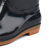 Womens Rain Boots Fashion Antiskid Short Rain Boot Round Head Radian PVC Plastic Rain Boots Black 36