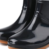 Womens Rain Boots Fashion Antiskid Short Rain Boot Round Head Radian PVC Plastic Rain Boots Black 36