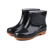 Womens Rain Boots Fashion Antiskid Short Rain Boot Round Head Radian PVC Plastic Rain Boots Black 38 In Australia - Darrahopens