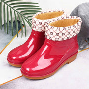 Womens Rain Boots Fashion Antiskid Short Rain Boot Round Head Radian PVC Plastic Rain Boots Red Padded 40 In Australia - Darrahopens