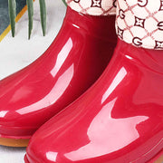 Womens Rain Boots Fashion Antiskid Short Rain Boot Round Head Radian PVC Plastic Rain Boots Red Padded 40 In Australia - Darrahopens