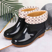 Womens Rain Boots Fashion Antiskid Short Rain Boot Round Head Radian PVC Plastic Rain Boots Black Padded 38 In Australia - Darrahopens
