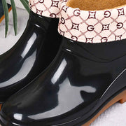 Womens Rain Boots Fashion Antiskid Short Rain Boot Round Head Radian PVC Plastic Rain Boots Black Padded 38 In Australia - Darrahopens