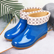 Womens Rain Boots Fashion Antiskid Short Rain Boot Round Head Radian PVC Plastic Rain Boots Blue Padded 36 In Australia - Darrahopens