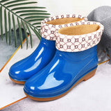 Womens Rain Boots Fashion Antiskid Short Rain Boot Round Head Radian PVC Plastic Rain Boots Blue Padded 36 In Australia - Darrahopens