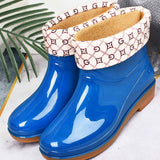 Womens Rain Boots Fashion Antiskid Short Rain Boot Round Head Radian PVC Plastic Rain Boots Blue Padded 38 In Australia - Darrahopens