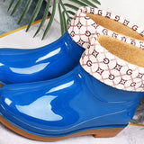 Womens Rain Boots Fashion Antiskid Short Rain Boot Round Head Radian PVC Plastic Rain Boots Blue Padded 39 In Australia - Darrahopens
