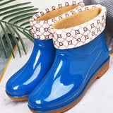 Womens Rain Boots Fashion Antiskid Short Rain Boot Round Head Radian PVC Plastic Rain Boots Blue Padded 39 In Australia - Darrahopens