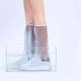 Rain Shoe Covers Waterproof Rainproof Tall Shoe Cover Antiskid Wear Resistant Rain Shoe Protector High Top White XL