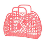 Hollow Storage Basket Plastic Reusable Portable Foldable Bag for Beach Home Bedside Shopping Toys Clothes Red 250x110x220mm/9.84x4.33x8.66in In Australia - Darrahopens