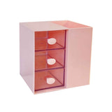 Desktop Storage Box Drawer Design Large Capacity Decorative Simple Dust Cover Skincare Storage Box Pink with Stickers In Australia - Darrahopens