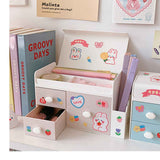Desktop Storage Box Drawer Design Large Capacity Decorative Simple Dust Cover Skincare Storage Box Pink with Stickers In Australia - Darrahopens